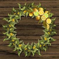 Round wreath of lemon branches. vector