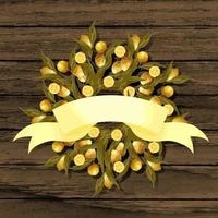 Round wreath of lemon branches. vector