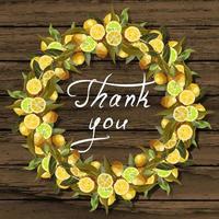 Round wreath of lemon branches. vector