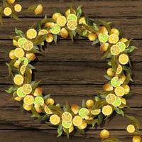 Round wreath of lemon branches. vector