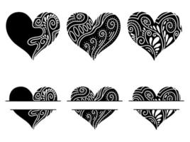 Set of heart line art illustration vector