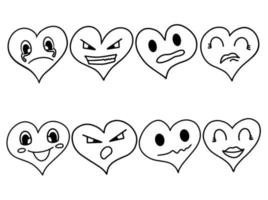 Set of heart line art illustration vector