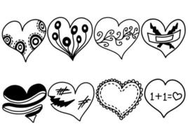 Set of heart line art illustration vector