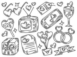 Valentines Day Line Art Doodle vector