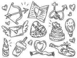 Valentines Day Line Art Doodle vector