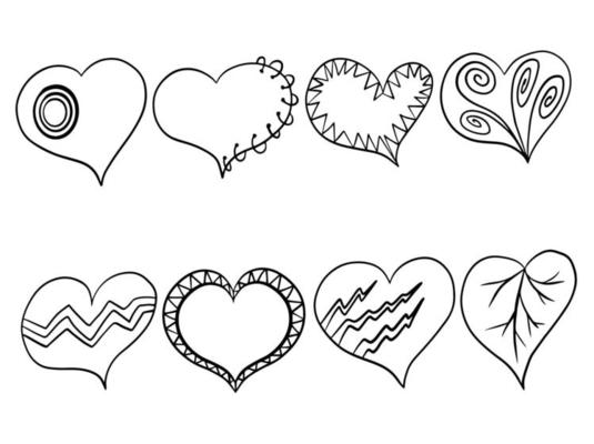 Set of heart line art illustration