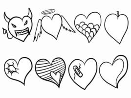Set of heart line art illustration vector