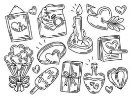 doodle de colección de elementos del día de san valentín vector