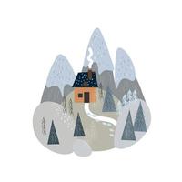 Winter landscape. Home Christmas. vector