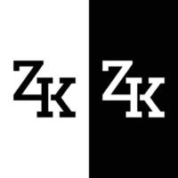 Plantilla de diseño de logotipo inicial del monograma de letra zk zk kz. Adecuado para deportes en general, construcción, empresa financiera, empresa, negocio, tienda corporativa, ropa en un diseño de logotipo de estilo moderno y sencillo. vector