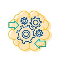 Gears Spinning in Human Brain Icon Isolated vector