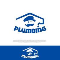 Home plumber logo, icon head plumber wearing a hat with a thick mustache.symbol,icon,illustration,design template vector