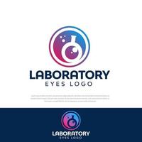 Ilustración moderna del logotipo del ojo de laboratorio con óptica o plantillas, símbolos, iconos, ilustraciones de diseño vector