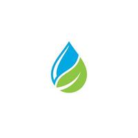 gota de agua y diseño de logotipo o icono de hoja vector