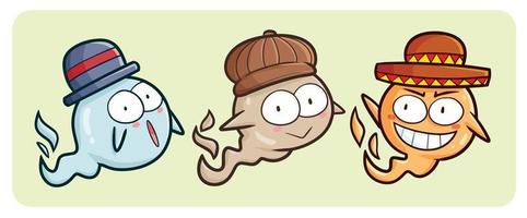 Funny three colordul ghost wearing hat vector