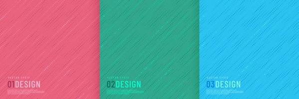 conjunto de puntos de líneas diagonales superpuestas sobre fondo abstracto rosa, verde y azul claro. diseño de semitonos moderno y minimalista. Plantilla de patrón de puntos de velocidad dinámica con espacio de copia. ilustración vectorial vector