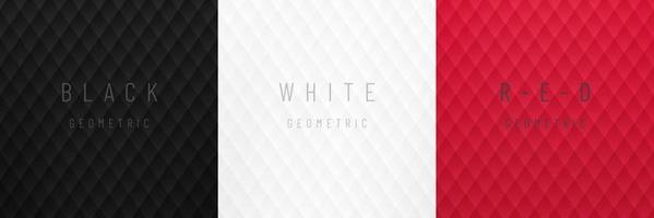 Set of abstract black, white and red gradient geometric square with lighting and shadow background. Modern futuristic banner collection design. Can use for ad, poster, template, business presentation. vector