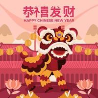 Lion Dance Character in Chinese New Year Concept vector