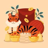 lindo personaje de tigre en concepto de año nuevo chino vector