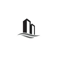 Building and Sea logo or icon design vector