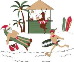 Santa is resting on the beach vector