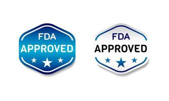 FDA-approved label. With star icon. On gradient blue and white color. Premium and luxury button template vector