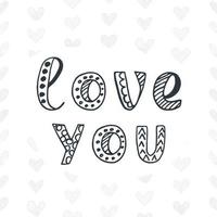 Love You. Valentines Day typography poster vector