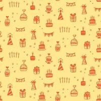 Birthday party seamless patterns with doodles vector