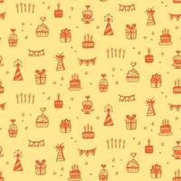Birthday party seamless patterns with doodles vector