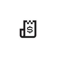 Receipt and Dollar Sign logo or icon design vector