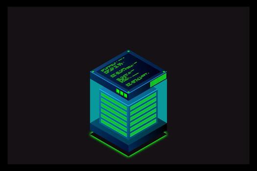 Banner de web de tecnología digital isométrica. algoritmos de aprendizaje automático de big data. análisis e información. big data acceso almacenamiento distribución gestión y análisis de información. ilustración vectorial vector