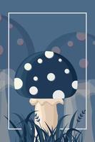 Magic mushrooms isolated. Mushroom with grass. Vector illustration