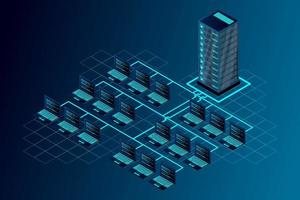 Transfer of user data to the server. Data flow. Data storage. Server. Digital space. Data center vector