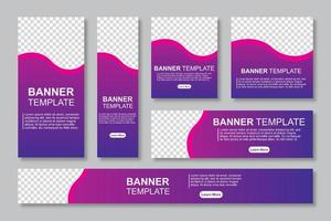 conjunto de diseño de plantillas de banners web moderno con un lugar para fotos. Usuario de concepto moderno y minimalista para página web, banner, fondo. ilustración vectorial vector