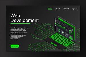 Web development concept. Web design and development vector isometric illustrations. Creative vector illustration. Web site landing page layout or banner template