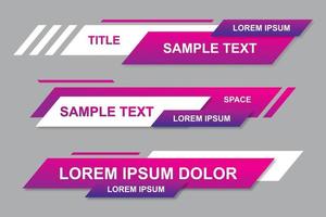 Conjunto gráfico de banner de tercios inferiores de noticias de difusión para televisión. diseño de plantilla de banner de tercio inferior con estilo moderno. título de título de video vectorial. ilustrador vectorial vector