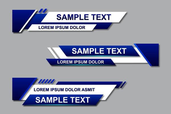 Modern stylish lower third banner template design. Graphic set of Broadcast News Lower Thirds Banner for Television. Vector video headline title