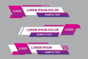 Modern geometric lower third banner template design. Colorful lower thirds set template vector. Modern, simple, clean design style vector