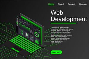 Web development concept. Web design and development vector isometric illustrations. Creative vector illustration. Web site landing page layout or banner template