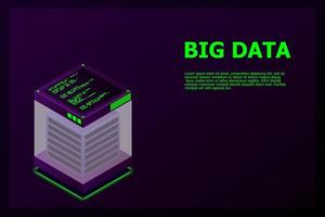 Banner de web de tecnología digital isométrica. algoritmos de aprendizaje automático de big data. análisis e información. big data acceso almacenamiento distribución gestión y análisis de información. ilustración vectorial vector