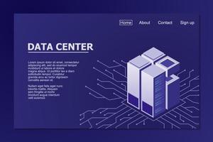 Isometric servers vector design. Isometric Data center. Data center landing page. Vector illustration