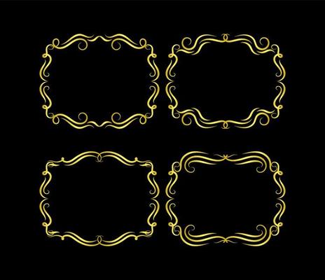 Gold Borders Elements Set Collection, ornament Vector