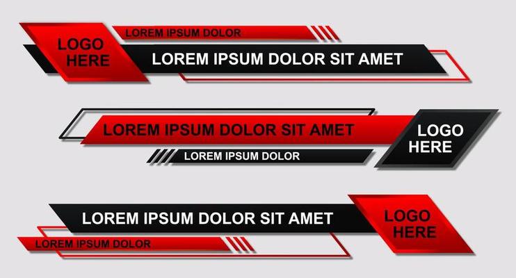 Modern stylish lower third banner template design. Graphic set of Broadcast News Lower Thirds Banner for Television. Vector video headline title