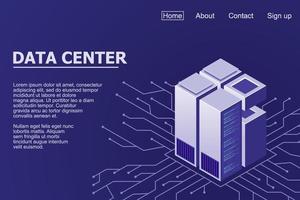 Isometric servers vector design. Isometric Data center. Data center landing page. Vector illustration