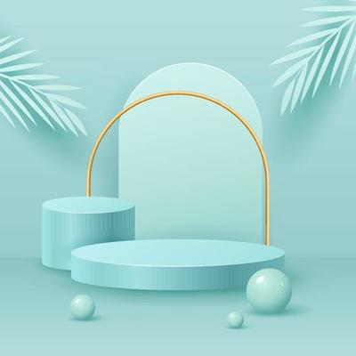 3D Blue Podium Template Background