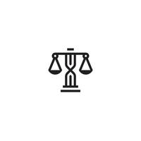 Scale of Justice and Infinity or Hourglass logo or icon design vector