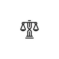 Scale of Justice and Infinity or Hourglass logo or icon design vector