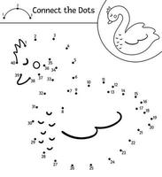 Vector Saint Valentine Day dot-to-dot and color activity with cute swan. Holiday connect the dots game for children with romantic bird. Funny coloring page for kids with adorable animal.