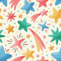 Star Doodle Colorful Seamless Pattern vector