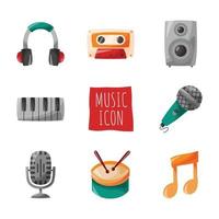 colección de iconos coloridos de doodle de música vector